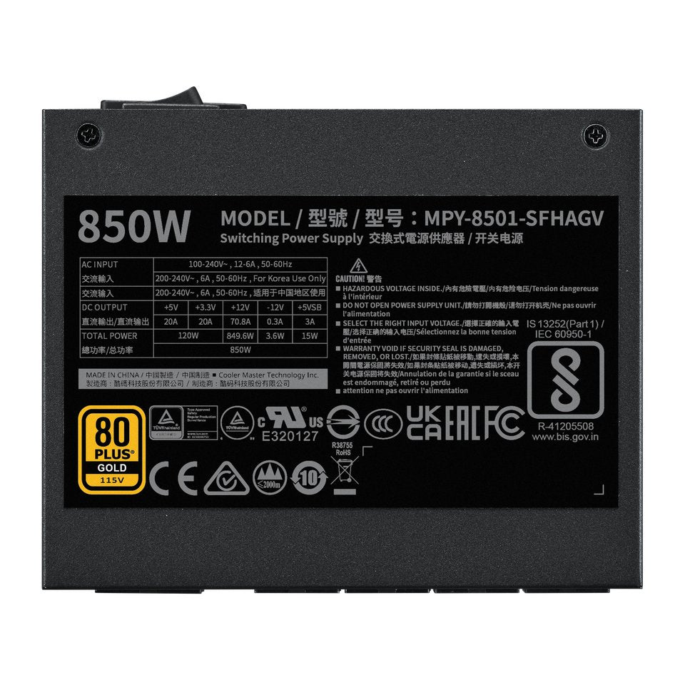 Cooler Master V Sfx Fuente De Alimentacion 80+ Gold 850w - Atx 3.1 - Pcie 5.1 - 12v-2x6 - Pfc Activo - Full Modular