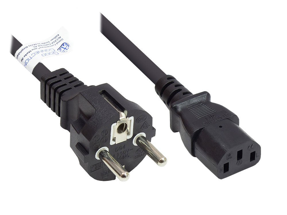Good Connections Schutzkontakt-Stecker An C13 Schw. 1m