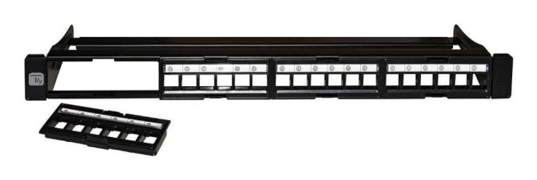 Techly I-Ks Pp-24-Den Panel De Parcheo Utp Keystone De 24 Puertos Con 4 Secciones Extraíbles De 6 Puertos