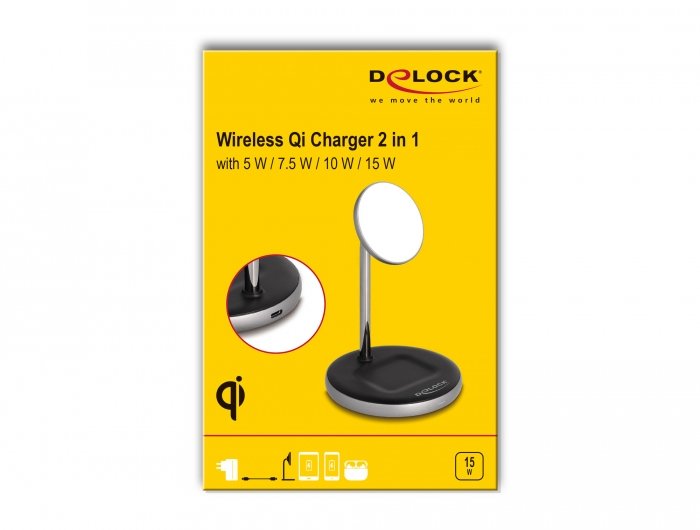 Delock Wireless Charger 2 In 1 Con 5 W / 7,5 W / 10 W / 15 W - Qi