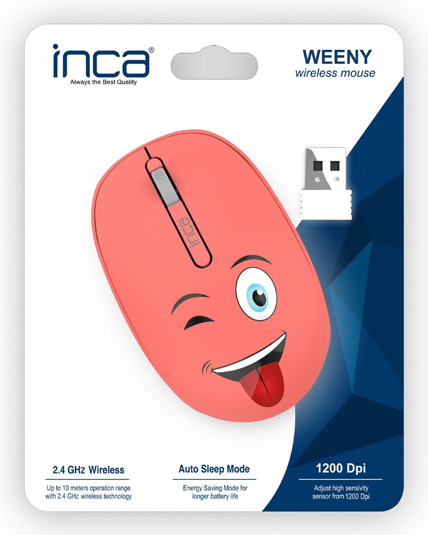 Inca Wrls Raton 1200dpi 3tamen 2.4ghzusb-A Weeny Emoji Or