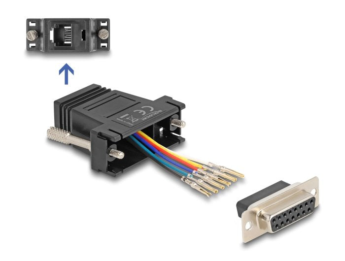 Delock 67087 D-Sub Hembra De 15 Pines A Rj12 Hembra, Kit De Montaje Negro