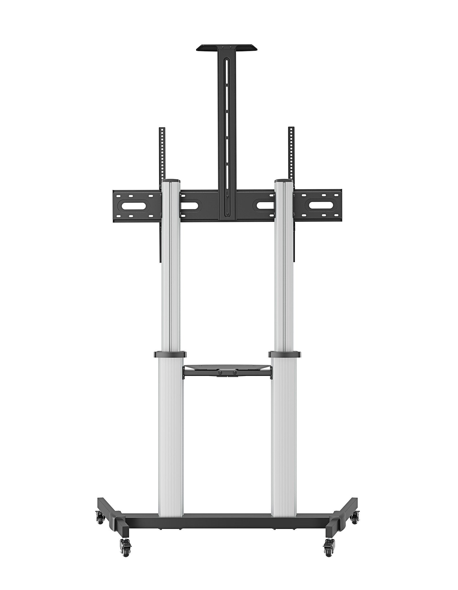 Manhattan 462563 Tv-Wagen 60-100" 80kg Vesa 1000x600 Neigbar Kamera- Av-Ablage Rollen Silver Black