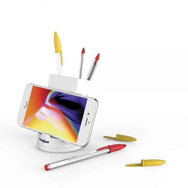 Mnibatt Cargador Inalámbrico Qi De Sobremesa Color Blanco - Diseño De Lapicero - Dos Bobinas De Inducción De 10w