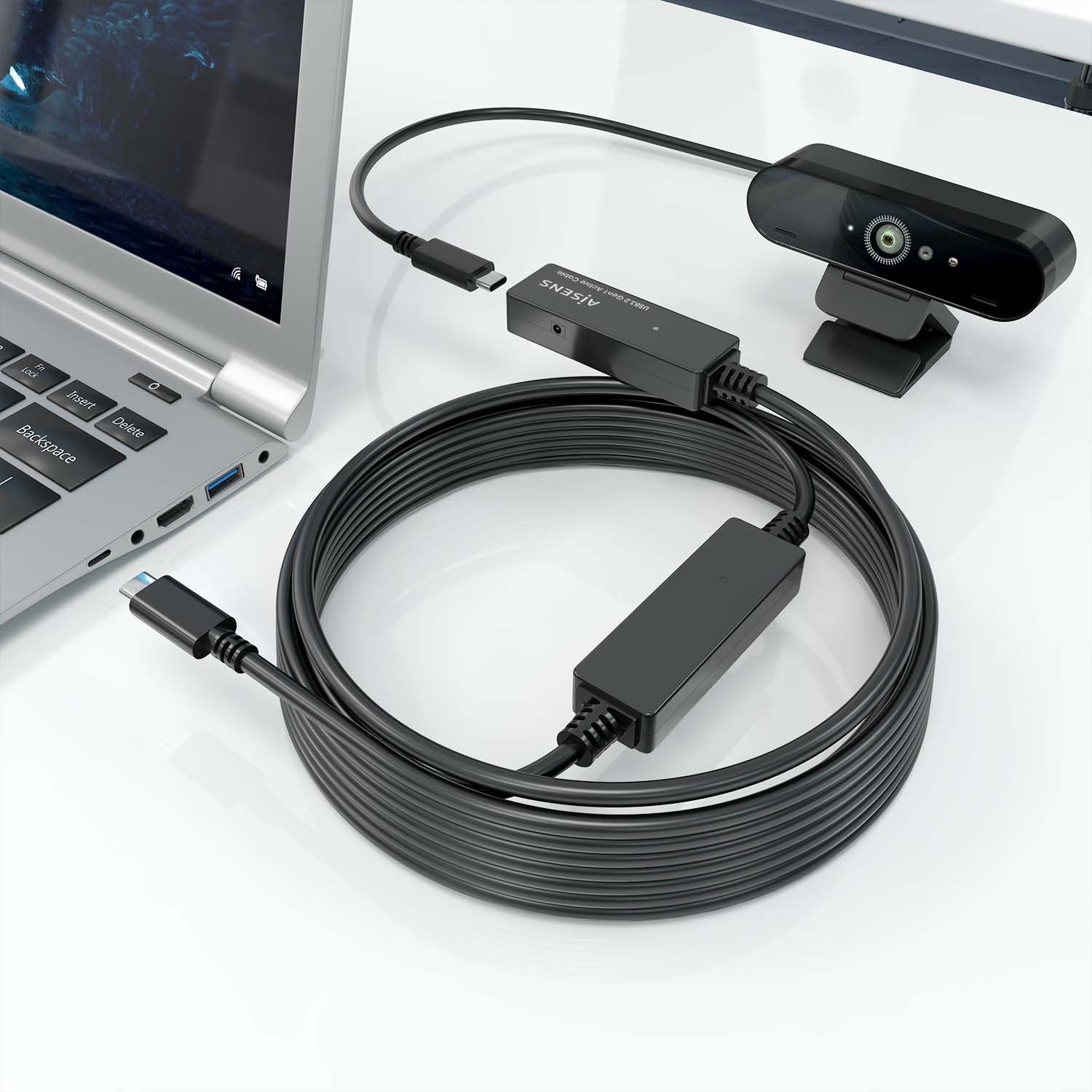 Aisens Cable Usb 3.2 Gen1x1 Prolongador Con Amplificador, Usb-C/M-Usb-C/H, Negro, 10m