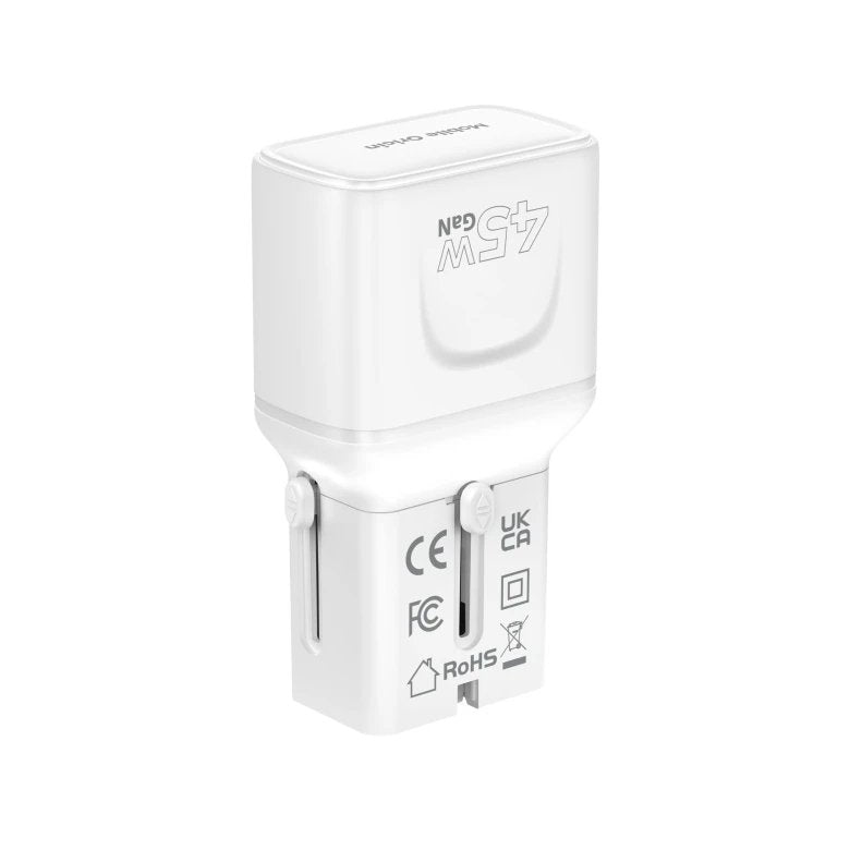 Mobile Origin 45w Travel Adapter Eu/Us/Uk/Au Pw26, White