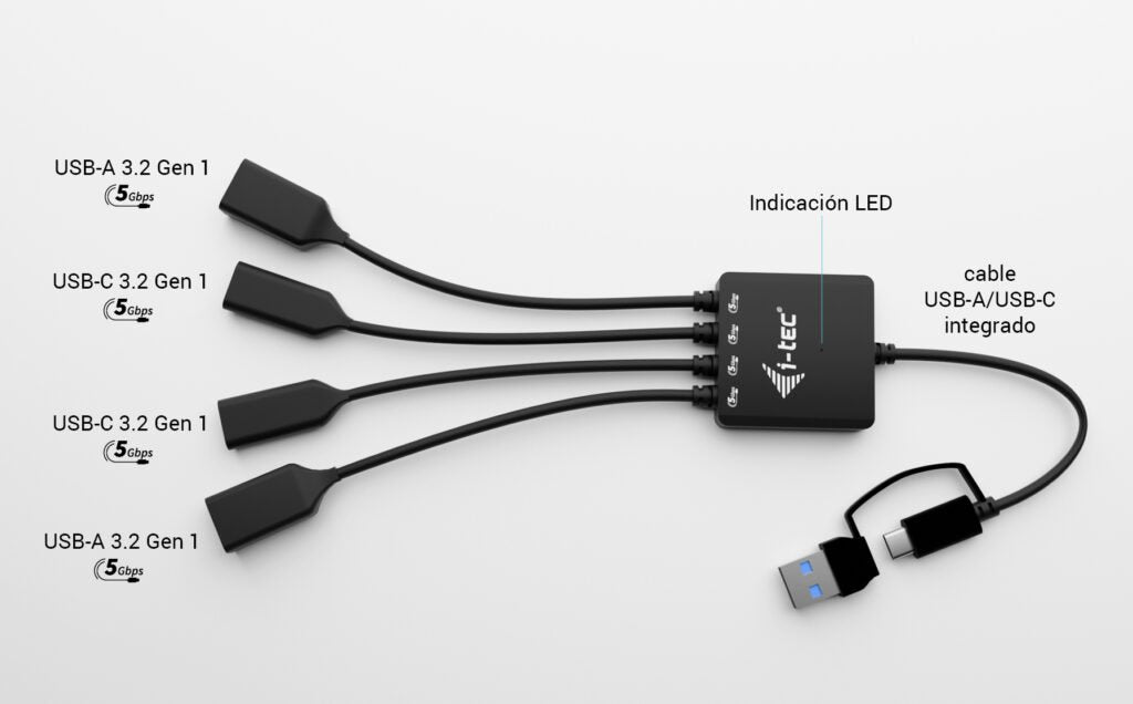 EAN 8595611707391 - i-tec USB-C/USB-A Cable HUB 4 port (2x USB-C, 2x USB-A) imagen 7