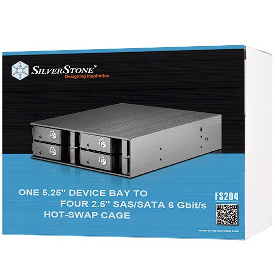 Silverstone Fs204 Bahía Frontal 5.25" Negro Para 4 Discos Duros Sata 2.5"