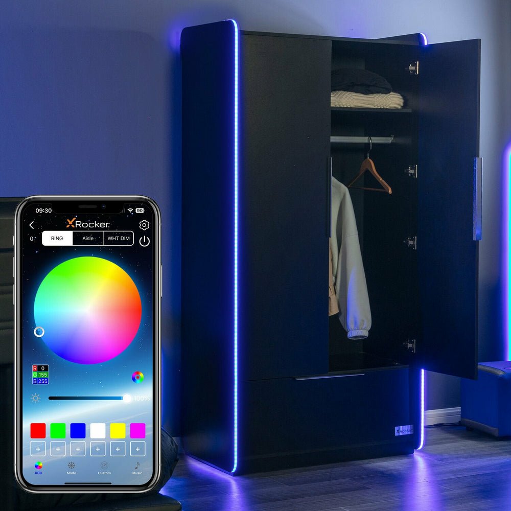 Xrocker Gaming Kleiderschrank Led-Beleuchtung 2-Türig Negro