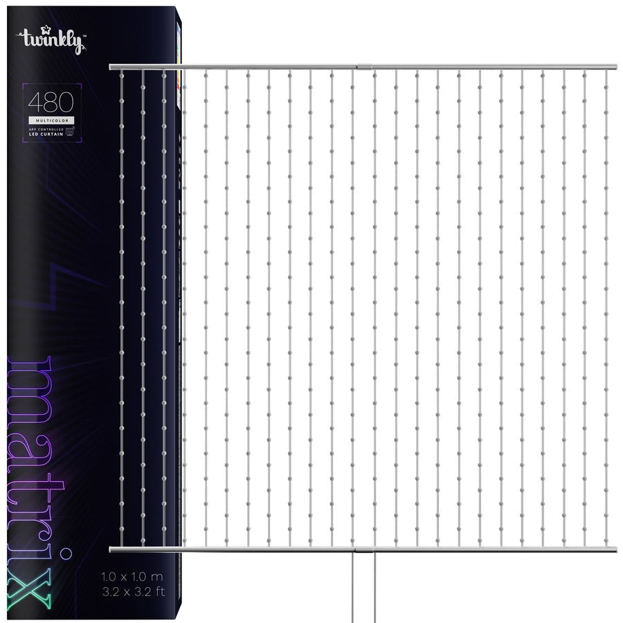 Twinkly Matrix - 480 Luces Led Rgb En Forma De Perla, Cable Transparente, Enchufe De 3,3x3,3 Pies Tipo F