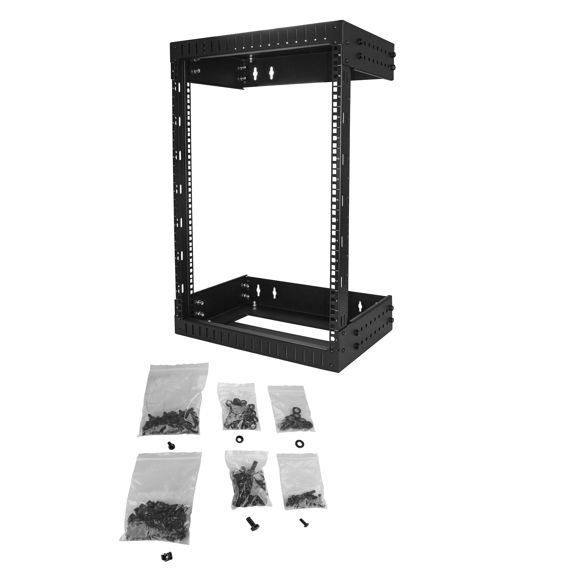 Startech.Com Armario Rack De Servidores De Marco Abierto 15u Para Montaje En Pared - Profundidad Ajustable De 12 A 20" De Profundidad