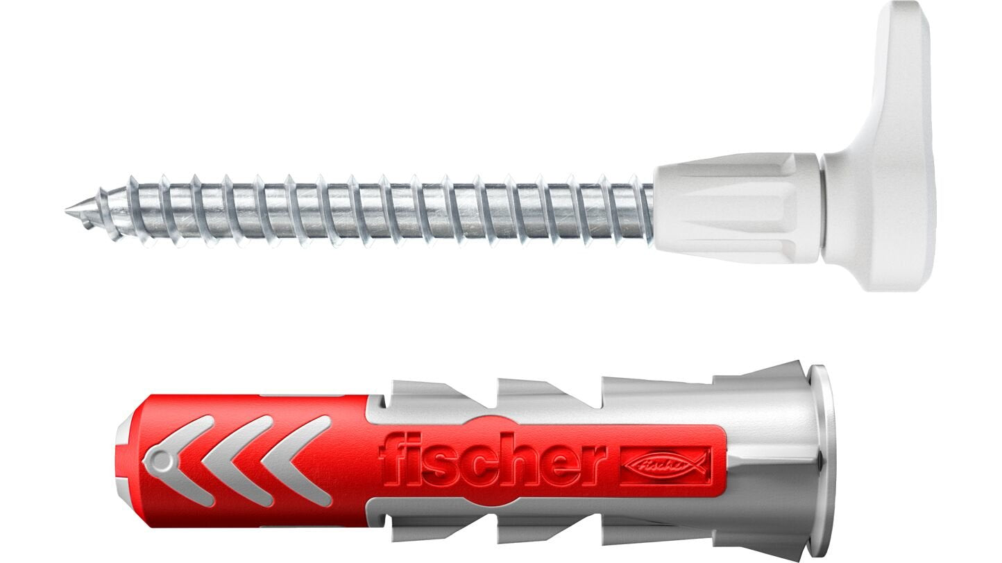 Tacos  Fischer Easyhook Angle Duopower 6x30 Blancos, 25 Piezas, Con Gancho Angular Easyhook