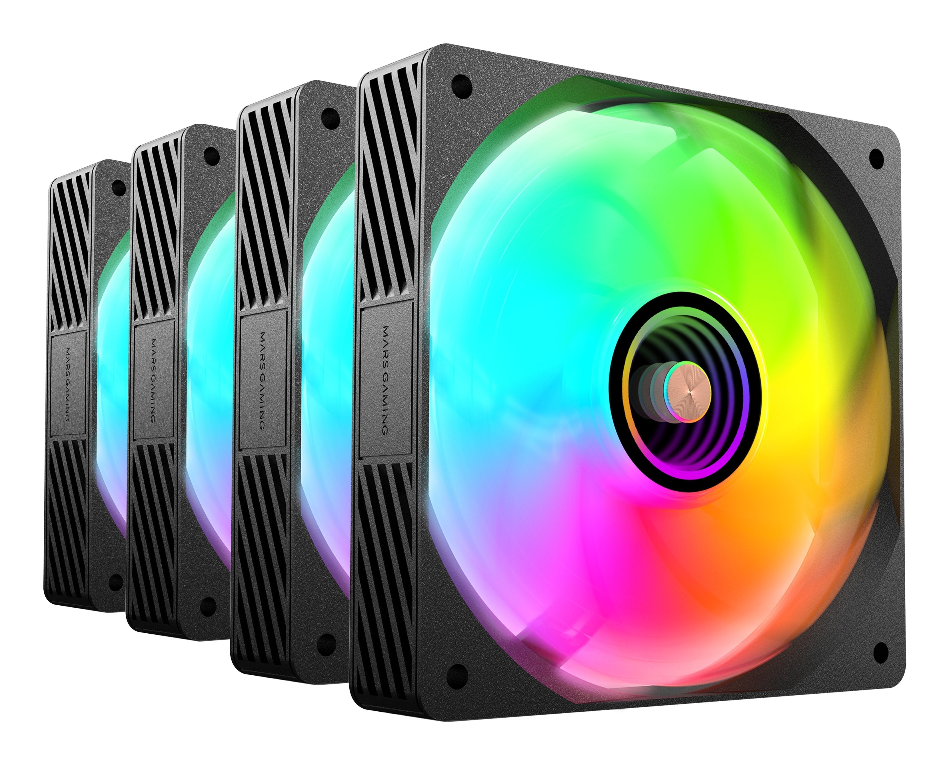 Kit 4 Ventiladores Pc  Auxiliar Mf-Si4kit A-Rgb Infinity Negro Mars Gaming 4x Ventiladores Ultrasilenciosos Argb/ Mando A Distancia Y Hub Argb.