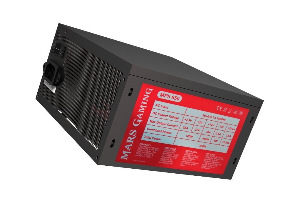 Fuente De Alimentación Mars Gaming Atx 650w Mpii650 Ventilador 12cm 14db 85+ Cableado Largo