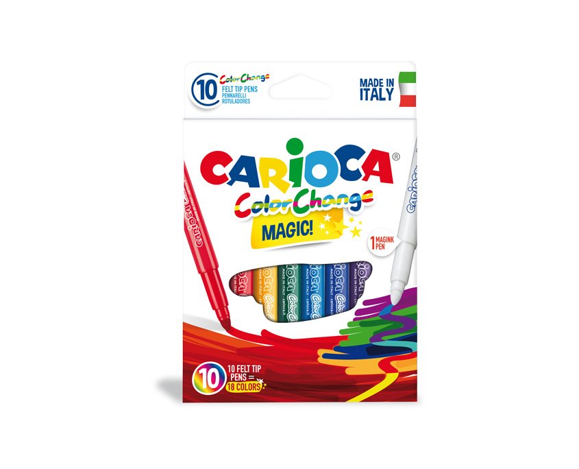 Carioca Color Change Pack De 10 Rotuladores - Tinta Magica Cambia De Color - Incluye Rotulador Magink Para Dos Colores