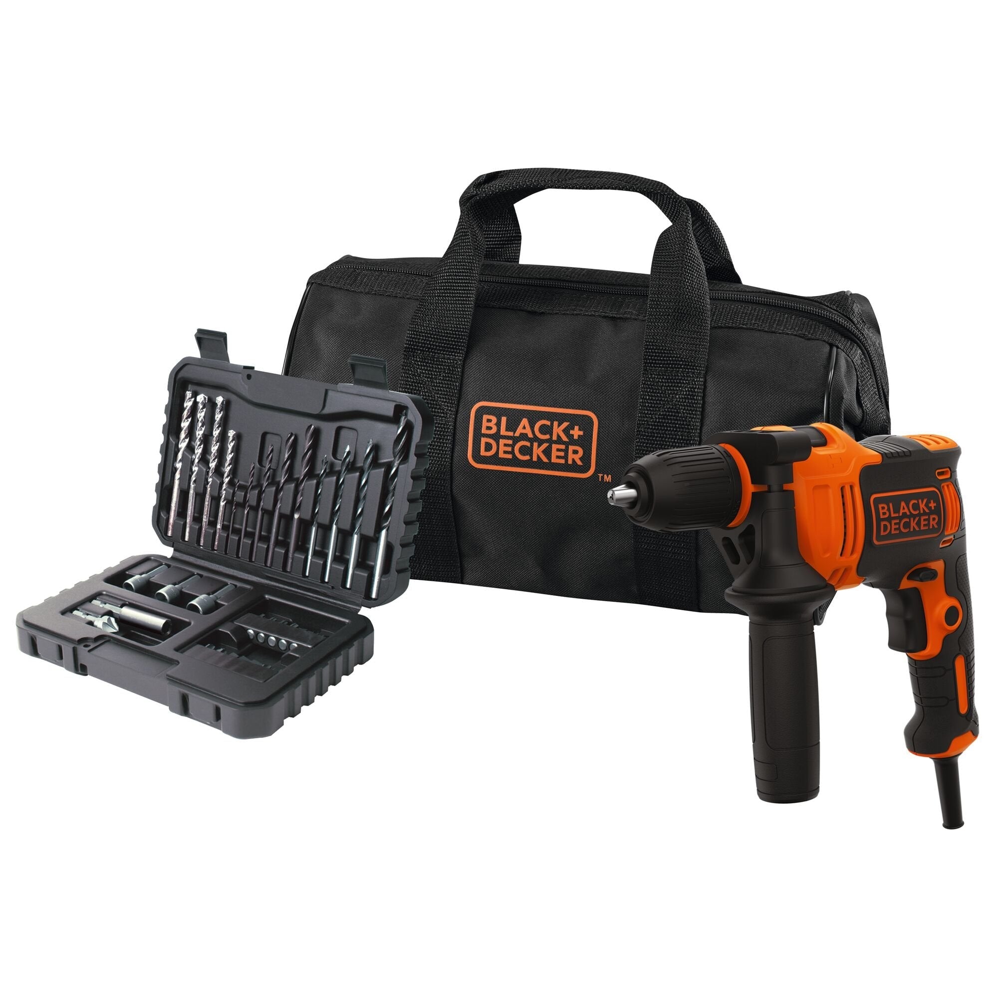 Kit Taladro Percutor 710 W, Ø13mm + 32 Accesorios En Maletín + Bolsa Transporte, Con Cable