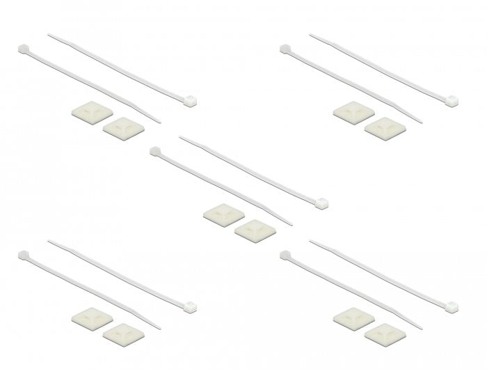 Base De Fijación De Delock 25 X 25 Mm Con Unión De Cable L 150 X W 3.6 Mm De Blanco, 10 Pares 18677
