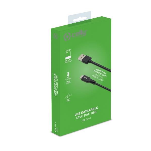 Celly Cable Usb Tipo Usb-A/M-C/M Negro 3 M