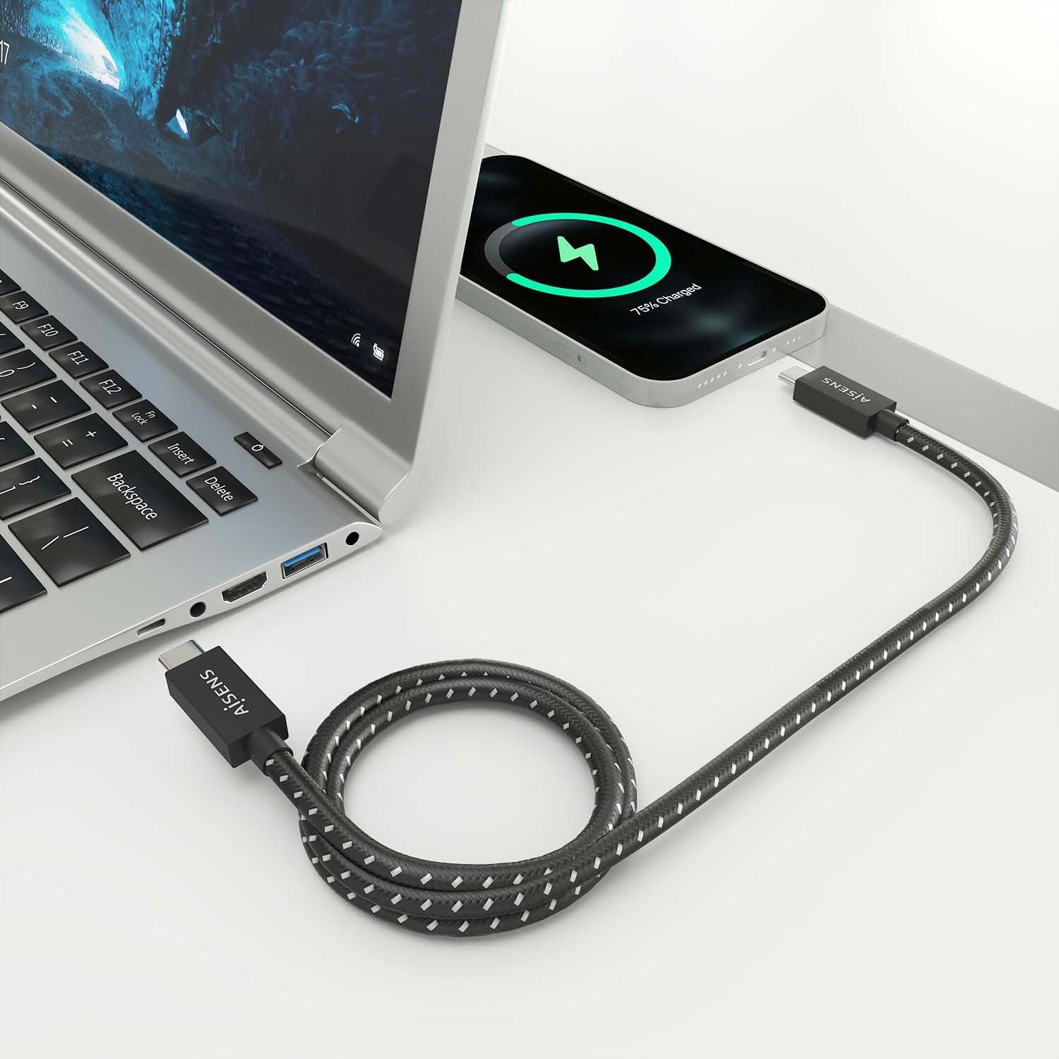 Cable Usb 4.0 Tipo-C Aisens A156-0868 Usb Tipo-C Macho Usb Tipo-C Macho Hasta 240w 40gbps 1.5m Gris