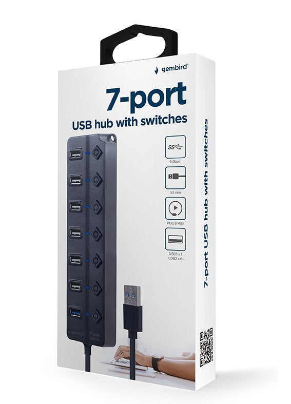 EAN 8716309124737 - Gembird UHB-U3P1U2P6P-01 hub de interfaz USB 3.2 Gen 2 (3.1 Gen 2) Type-A 5000 Mbit/s Negro imagen 6
