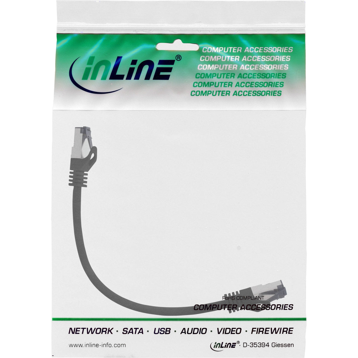 Cable De Red Inline S/Ftp Pimf Cat.8.1 Libre De Halógenos 2000mhz Negro 0.3m