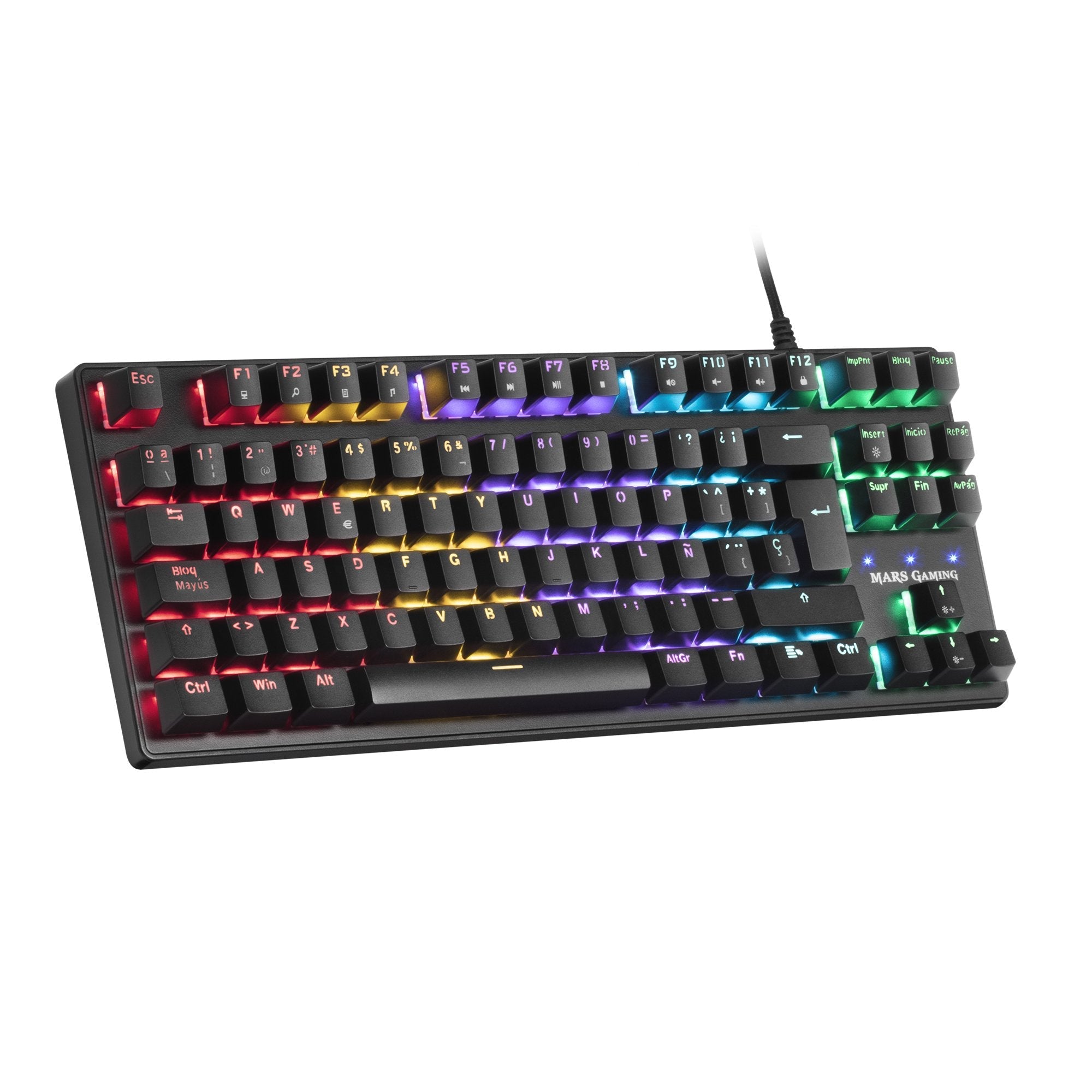 Teclado Mecánico Portugués Mars Gaming Mkxtklbpt Switches Mecánicos Outemu Sq Azul Iluminación Rgb Reposamuñecas Teclas Tec Inyección Dual