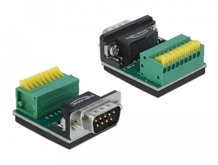 Delock 66321 Adaptador D-Sub De 9 Pines Macho Al Bloque De Terminales De 9 Pines Con Botón Pulsador