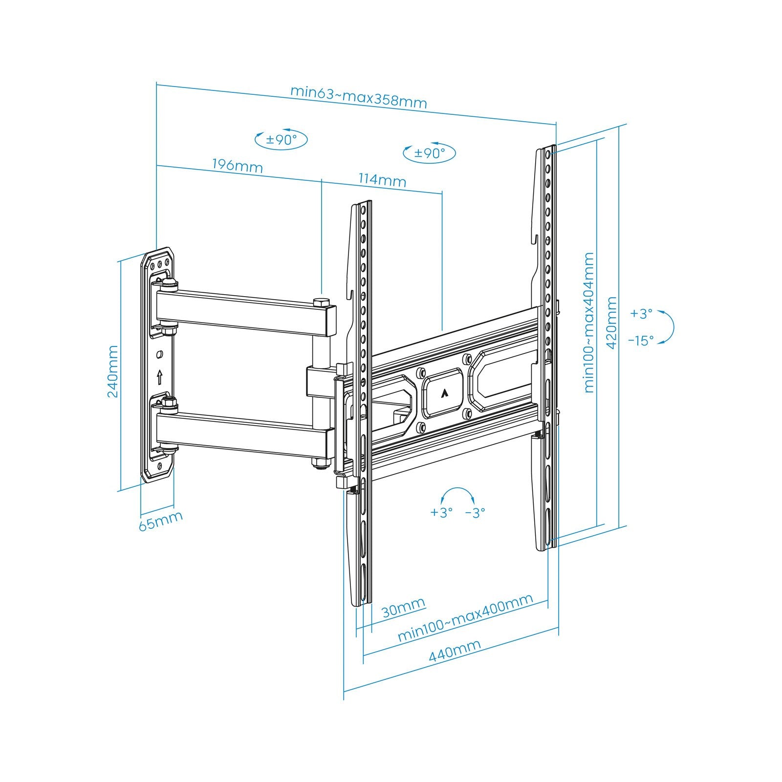 Tooq Soporte Pared Pantallas 32-55" Gira/Incli - Negro