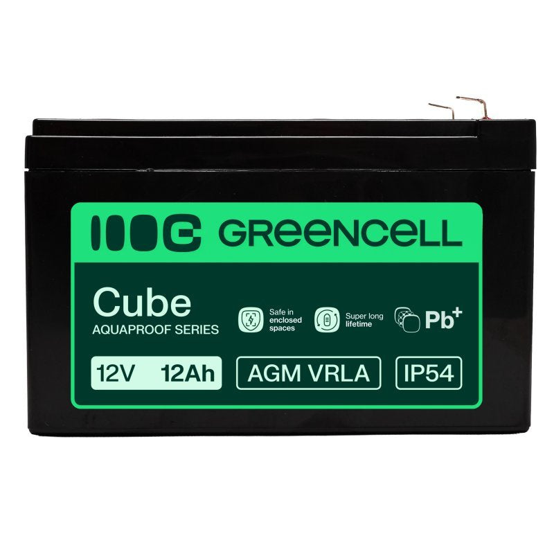 Green Cell Agm Vrla 12v 12ah Maintenance-Free Battery For Cash Registers, Toys, Cameras (151x98.5x95mm)