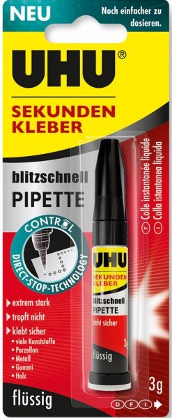 Uhu Blitzschnell Pipette Adhesivo Instantáneo