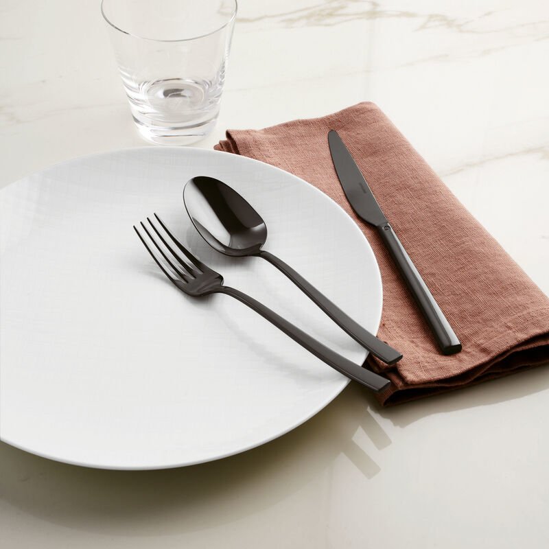Sambonet Rock Pvd 6 Espresso Spoons Moka Nero Lucido