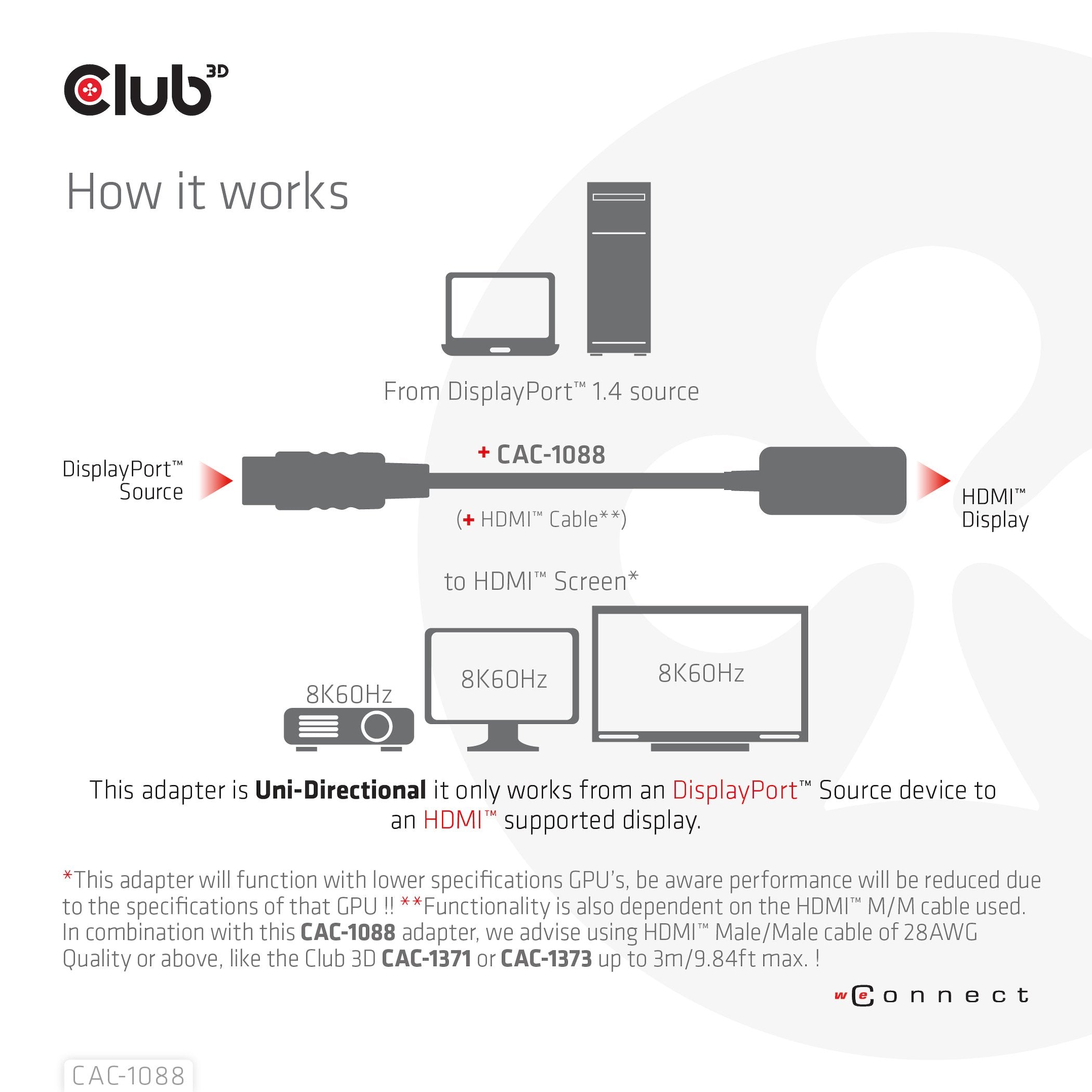 EAN 8719214472740 - CLUB3D CAC-1088 adaptador de cable de vídeo 0,21 m Negro imagen 4