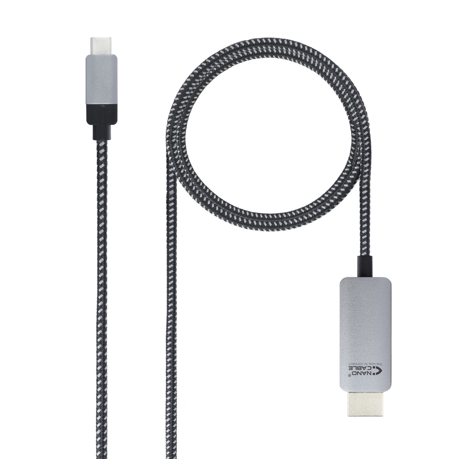 EAN 8433281009899 - Nanocable 10.15.5102 adaptador de cable de vídeo 1,8 m USB Tipo C HDMI Aluminio, Negro imagen 1