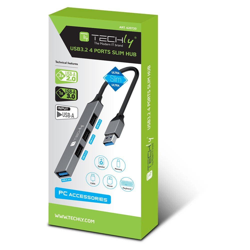 Usb-A 3.2 Hub With 4 Slim  Usb-A Ports In Metal