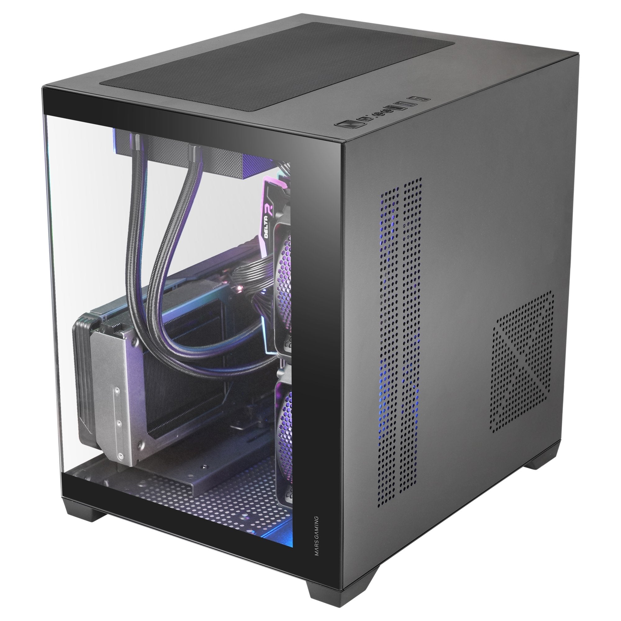 Caja Pc  Microatx Mars Gaming Mc-View3 Gpu Max 330mm Cristal Templado Panoramico Argb Usb-C Negra
