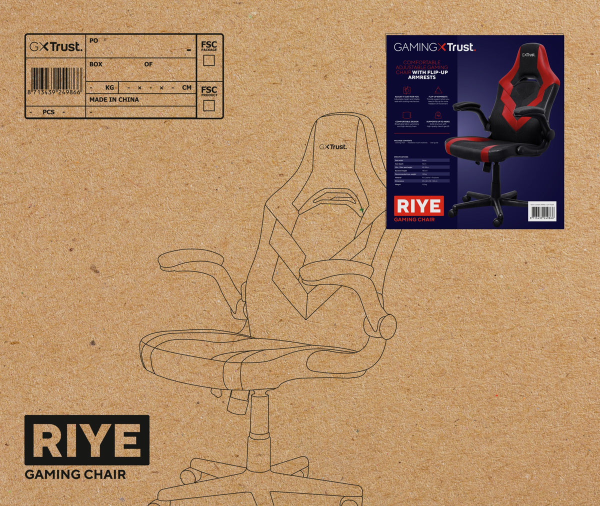 EAN 8713439249866 - Trust GXT 703R RIYE Silla para videojuegos universal Negro, Rojo imagen 7