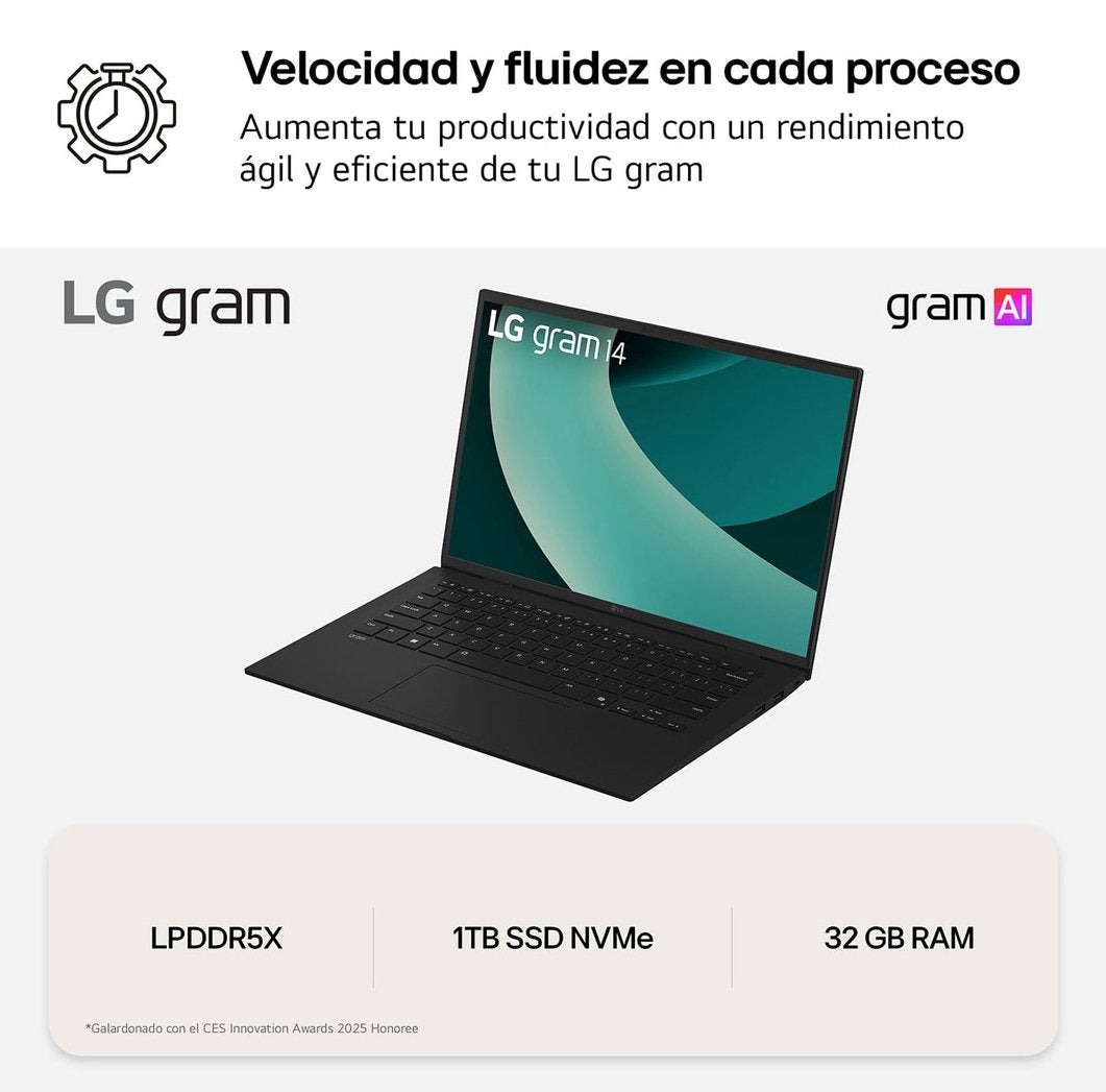 Portátil Lg 17zd90t G.Ax88b U7 255h 32gb Ssd 1tb 17 " Freedos