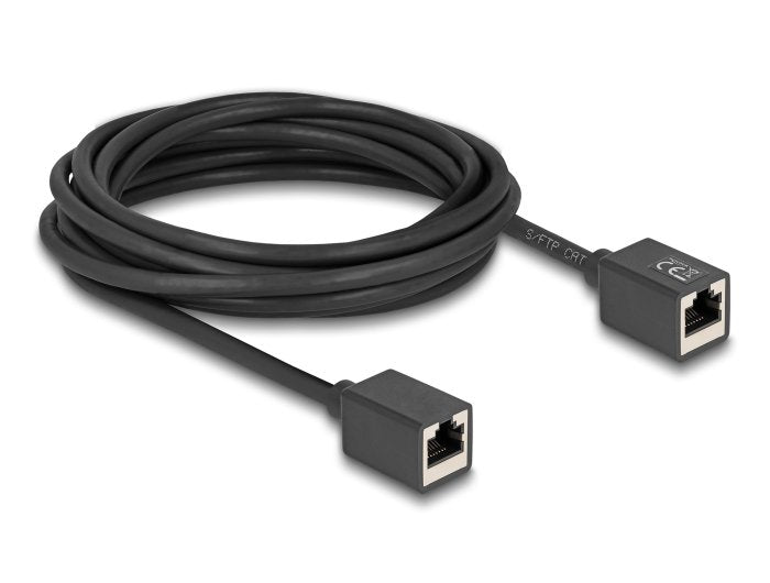 Delock Netzwerk Verlängerungscable Kupplung Rj45 Buchse Zu Rj45 Buchse Cat.6a S Ftp 5 M Schwarz