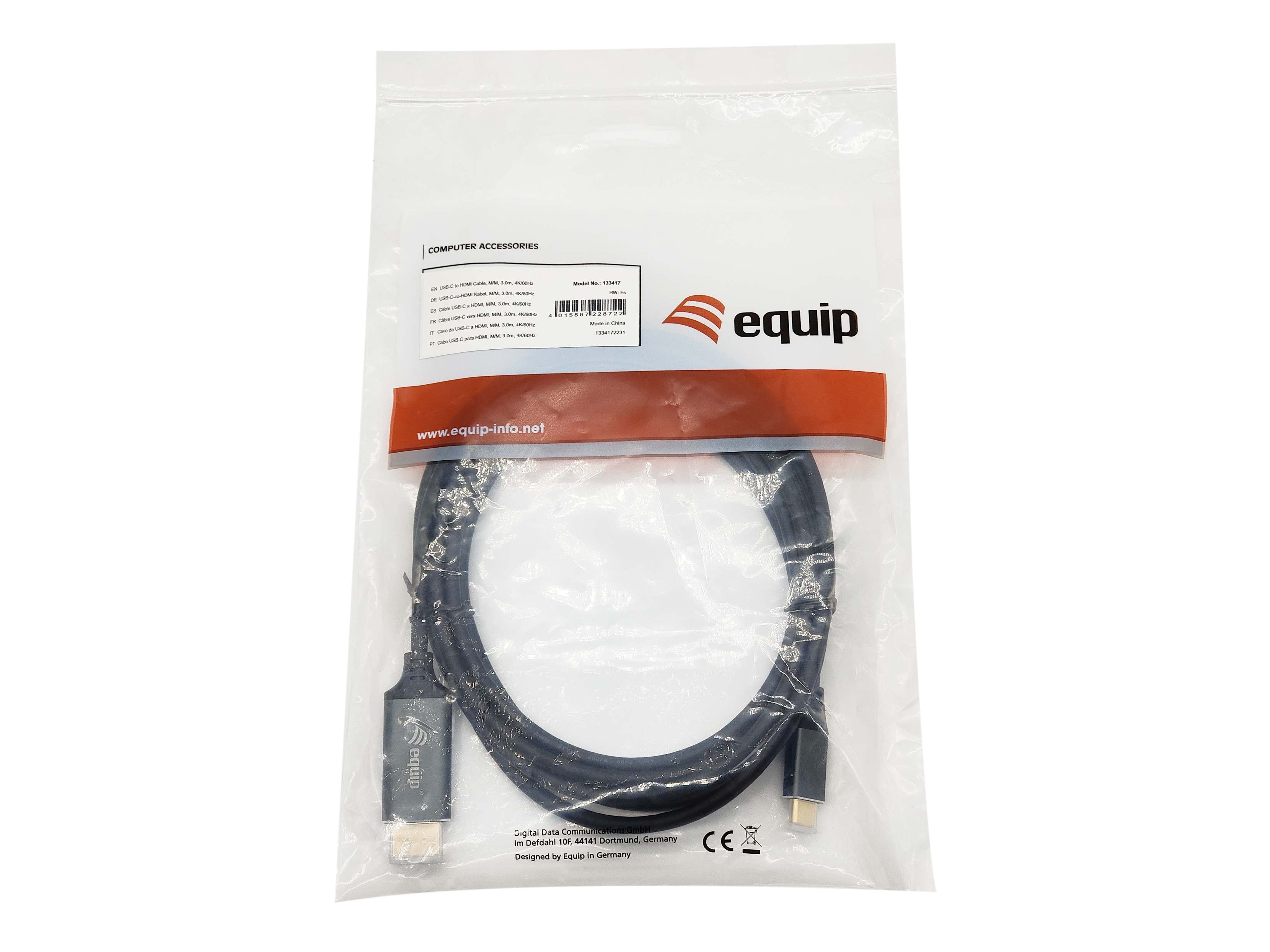 Equip Adaptador Usb-C -> Hdmi 4k 60hz 3m Negro