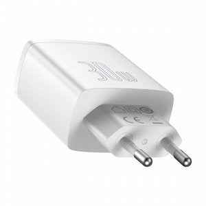 Ladowarka Sieciowa Baseus Compact Quick Charger, 2xusb, Usb-C, Pd, 3a, 30w (Biala)