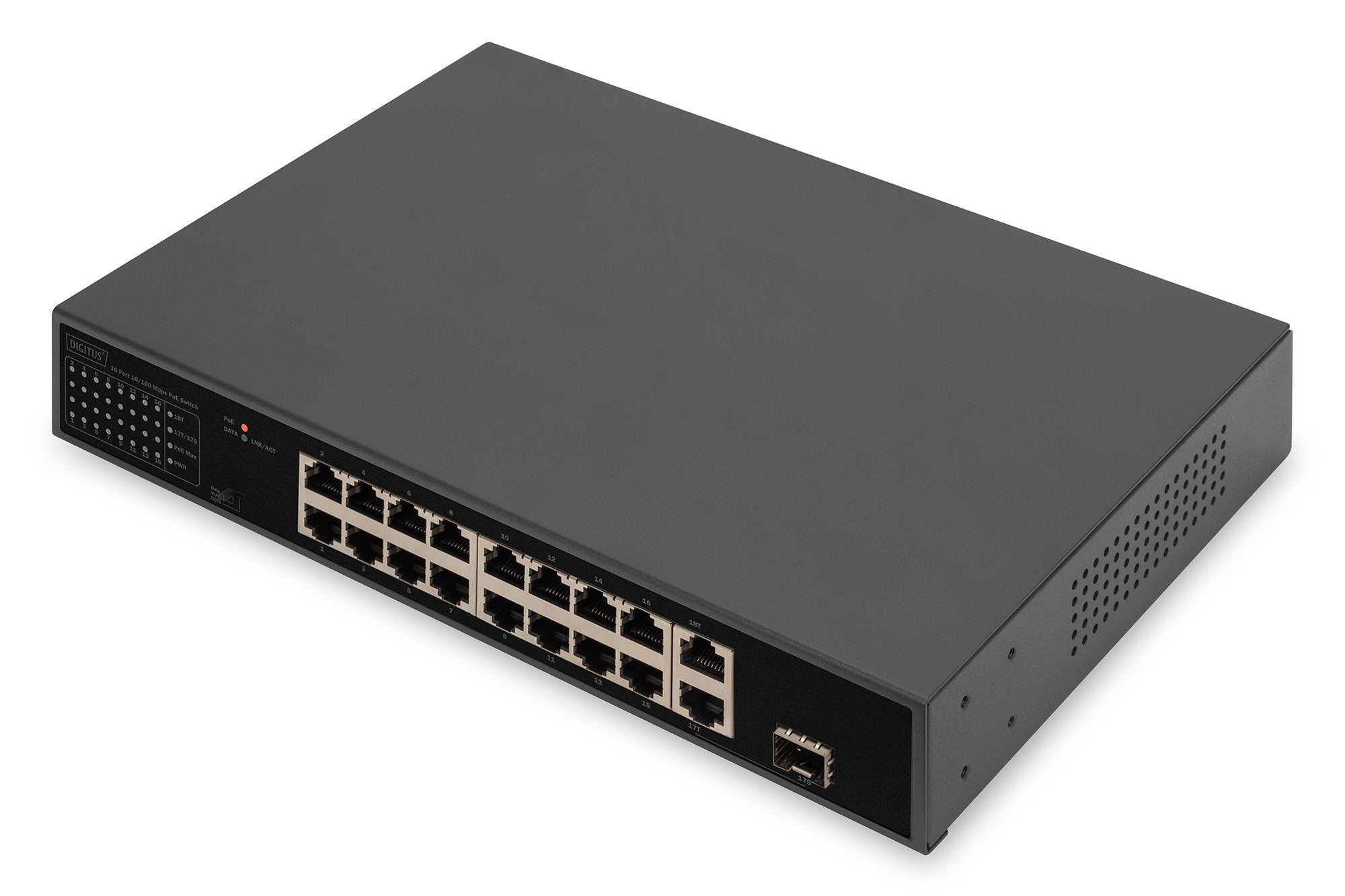 Switch Digitus Fe Poe De 16 Puertos, 2 Ge Uplink (Sfp/Rj45)