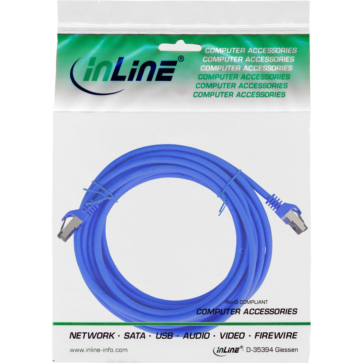 Cable De Red Inline S/Ftp Pimf Cat.8.1 Libre De Halógenos 2000mhz Azul 10m