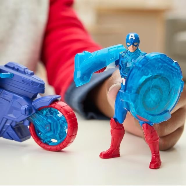 Moto Lanzaescudos + Figura Capitan America Los Vengadores Avengers Marvel