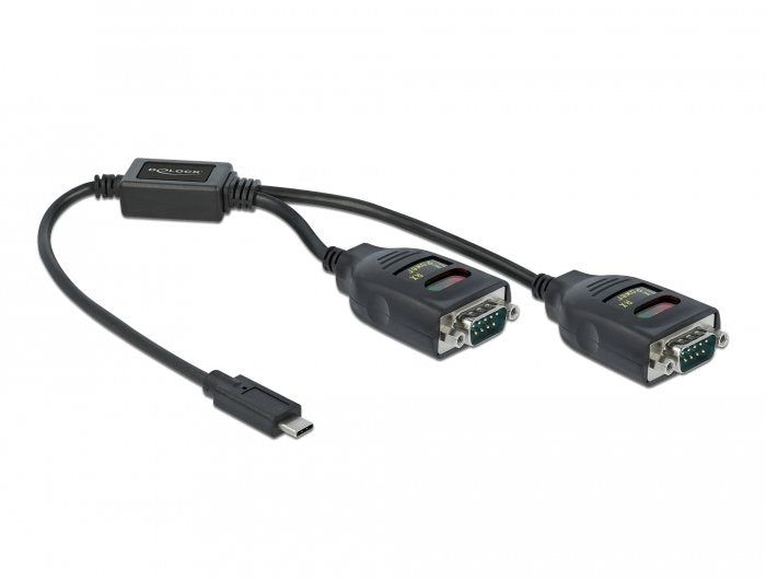 Delock Adaptador Usb Tipo-C A 2 X Serie Rs-232 Db9 Con 15 Kv Esd Schutz