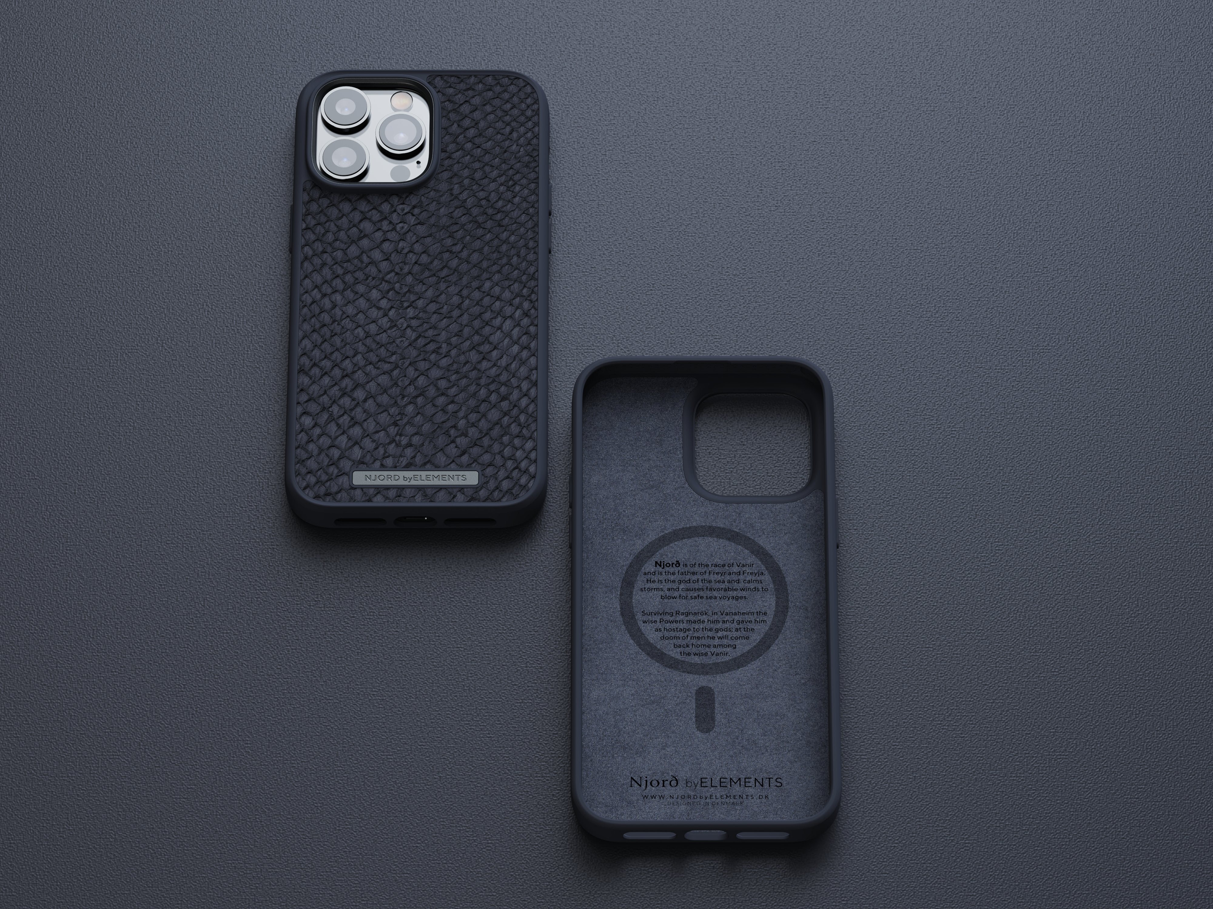 Njord Byelements Salmon Leather Magsafe Case - Iphone 14 Pro Max - Black