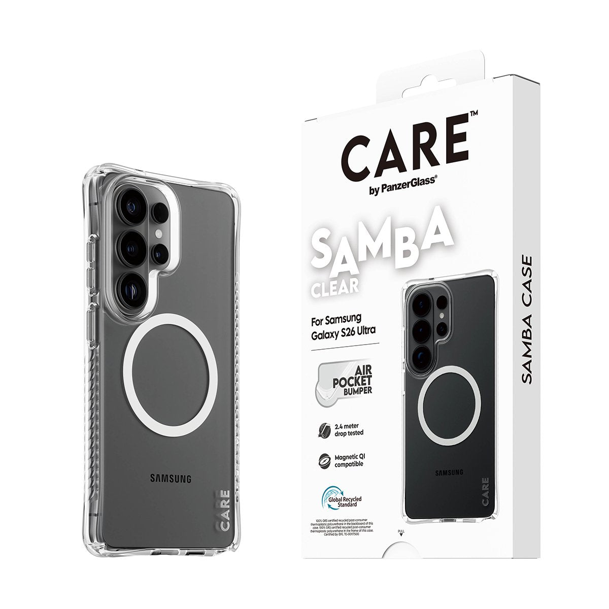 Care By Panzerglass Samba Case Transparent W. Blanco Qi Samsung New Galaxy S26 Ultra
