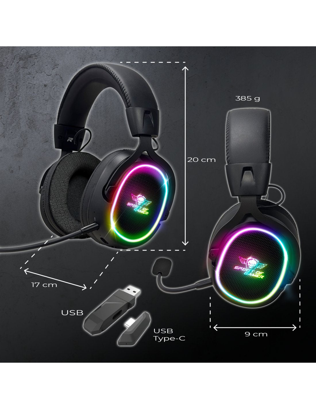 EAN 3700104434356 - Spirit of Gamer XPERT H1200 WIRELESS Auriculares Inalámbrico y alámbrico Diadema Juego Bluetooth Negro imagen 3