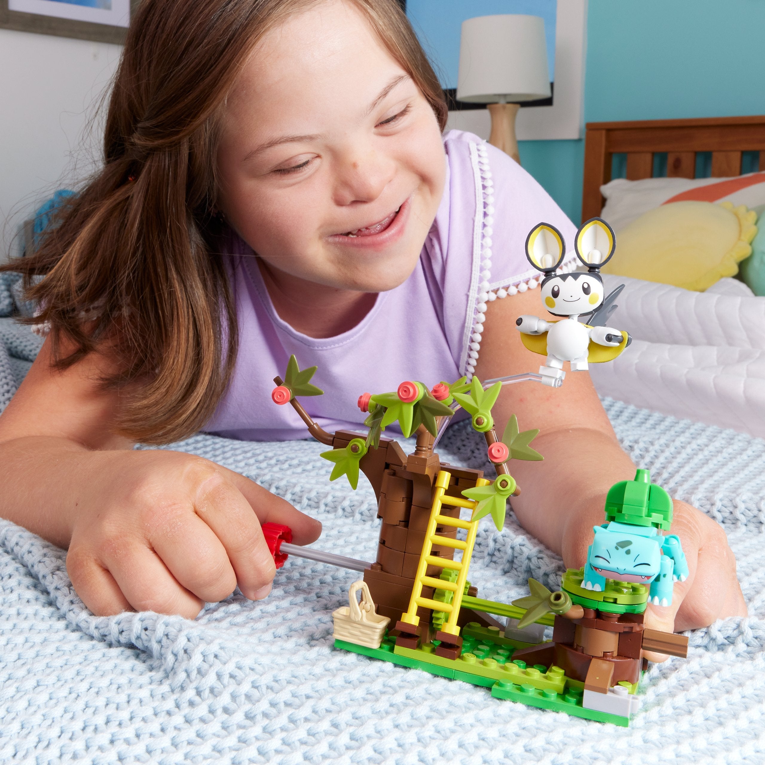 Pokemon: Mattel - Mega - Constructor De Aventuras Bosque Encantado De Emulga Y Bulbasaur
