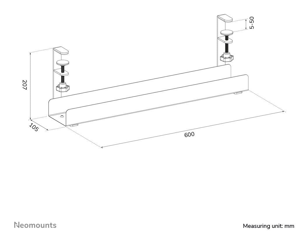 Neomounts Cableaufbewahrung -5kg Klemme Universal 60cm Blanco
