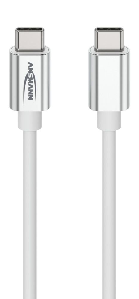 Ansmann Usb Typ-C Zu Typ-C Daten Und Ladecable (Blanco, 1,2 Meter, Laden Mit Bis Zu 60 Watt) 1700-0213